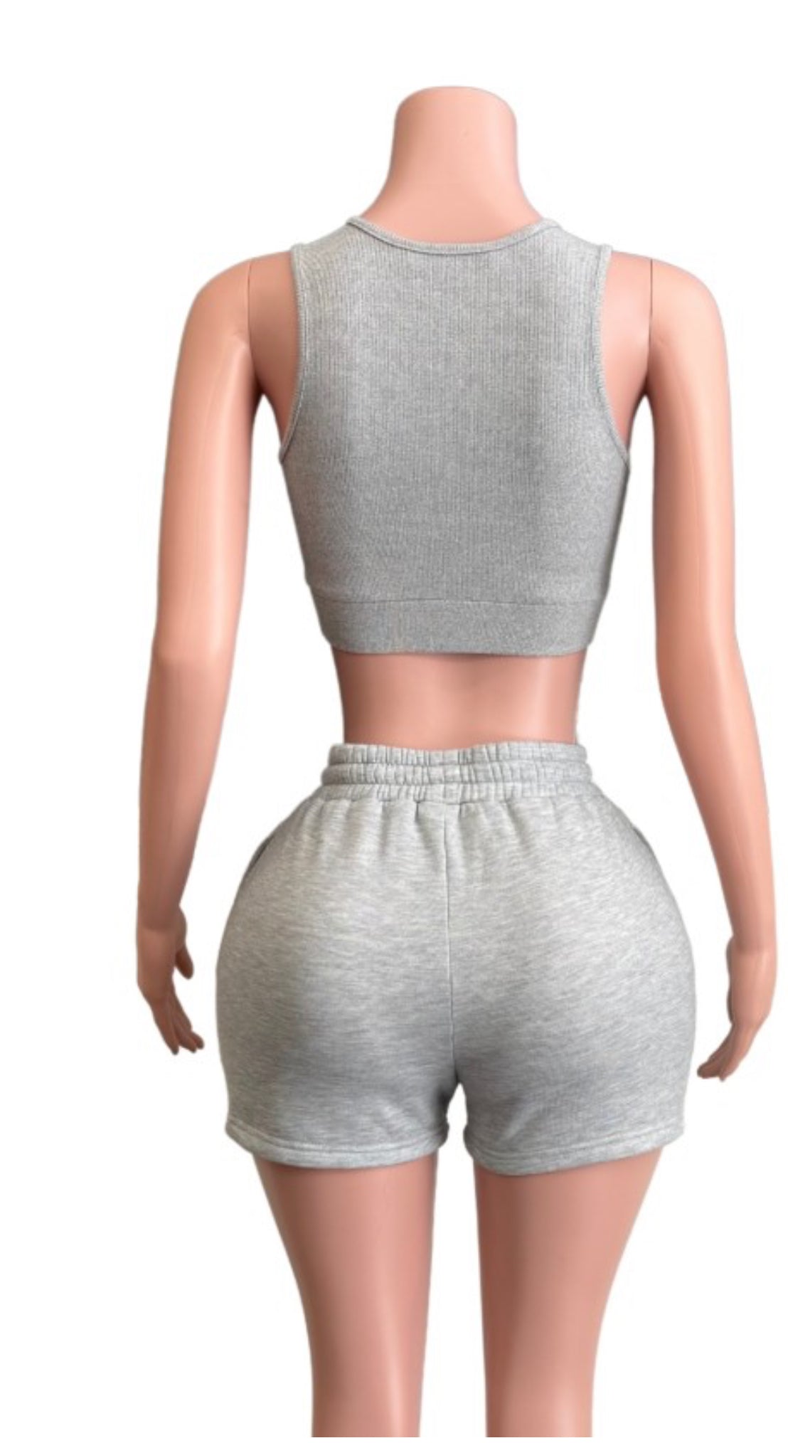 Ribbed Crop Tank & Fleece Shorts Set – Sporty, Soft & Street-Ready