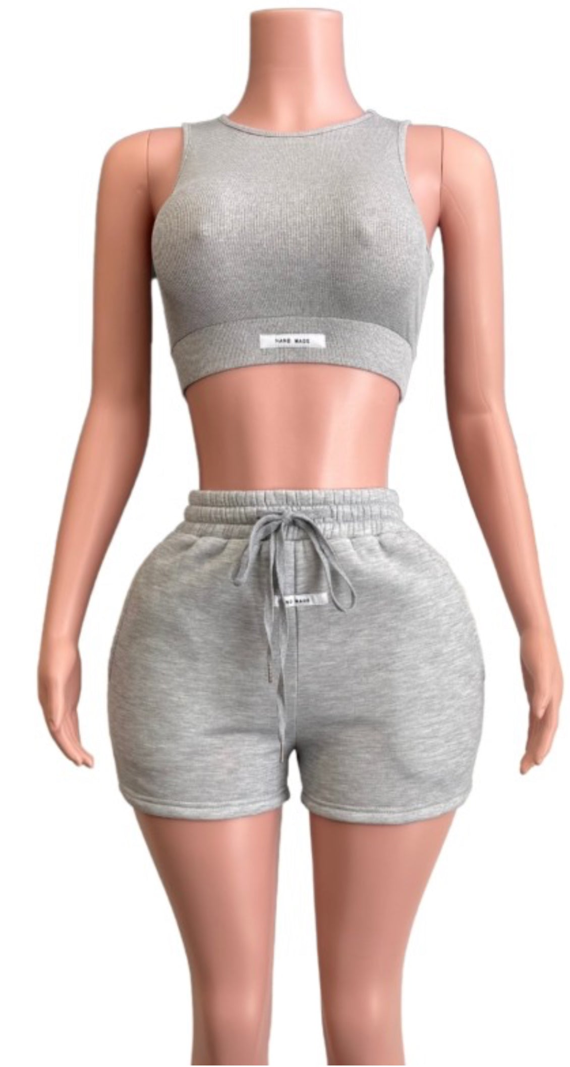 Ribbed Crop Tank & Fleece Shorts Set – Sporty, Soft & Street-Ready