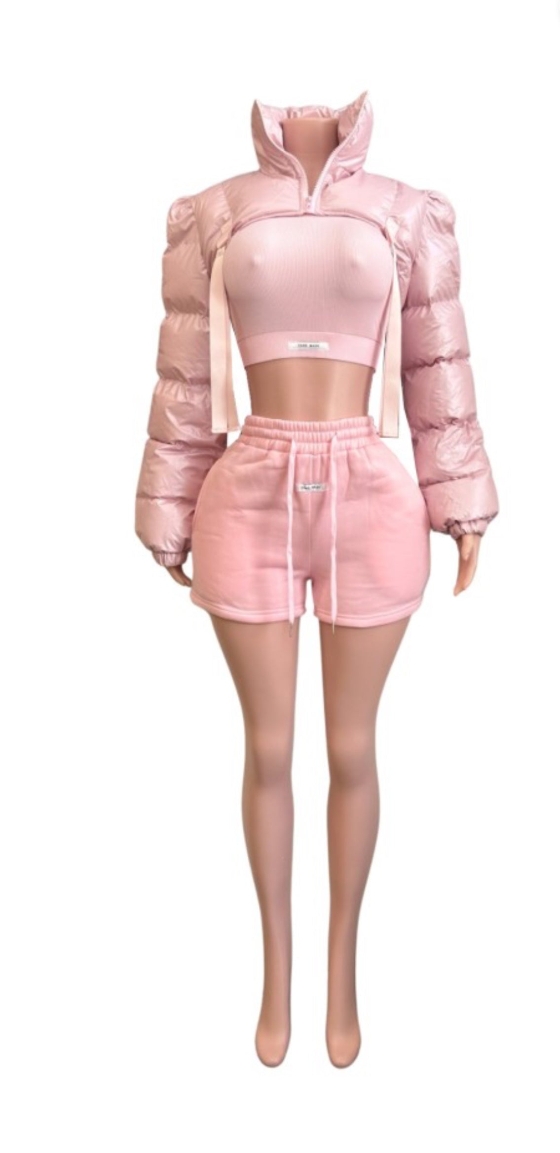 Pink Cropped Puffer