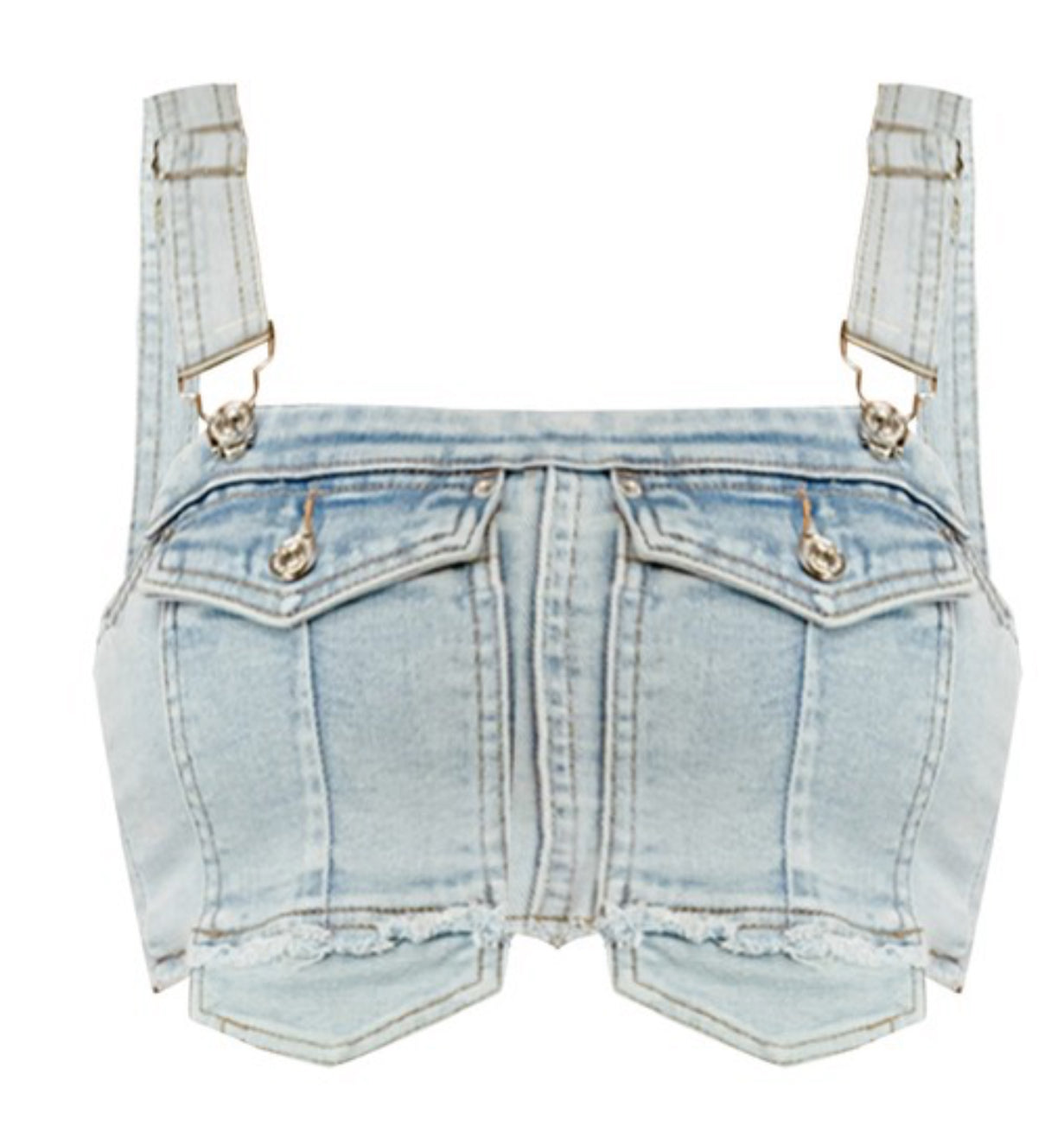 Denim Overall Crop Top – Bold, Distressed & On-Trend