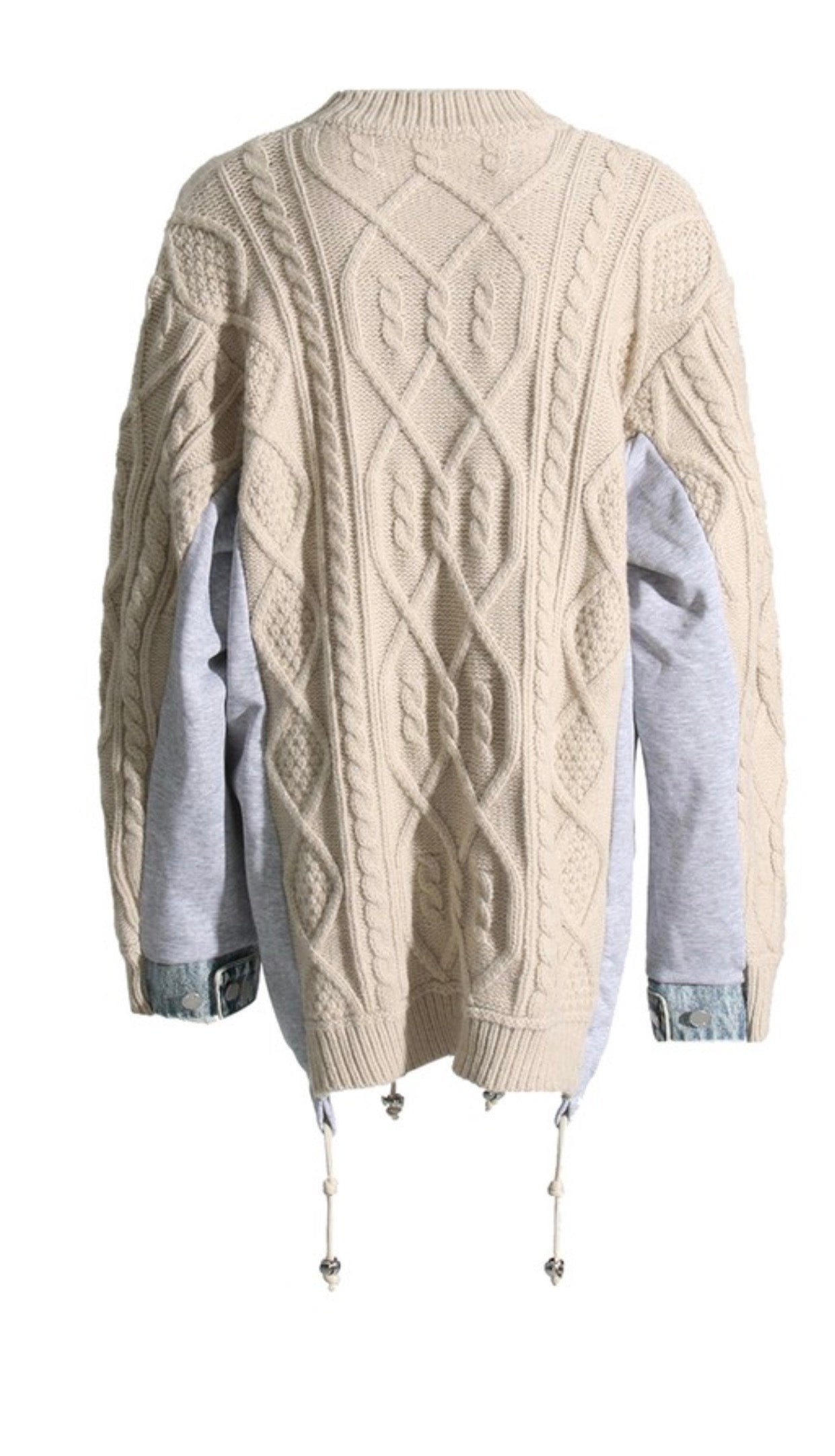 Cable Knit Patchwork Sweater