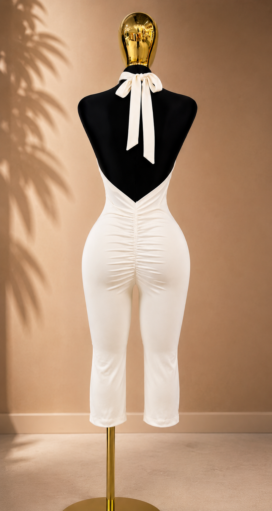 Midnight Muse Halter Capri Jumpsuit – Ivory