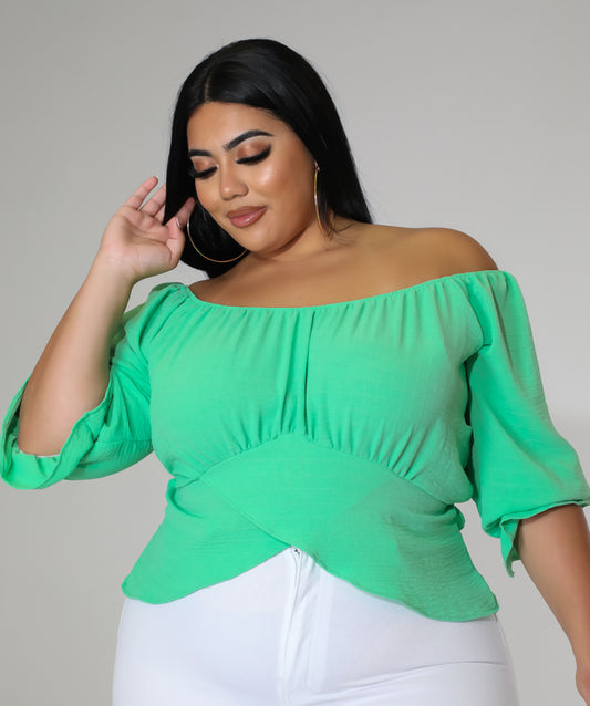 Curvy off the Shoulder Top (GREEN ONLY)