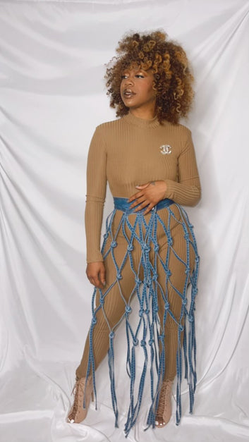Denim Rope Curvy Skirt