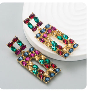 Multi-colored Square Earrings