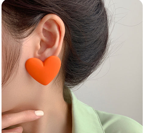 Orange Heart Earrings