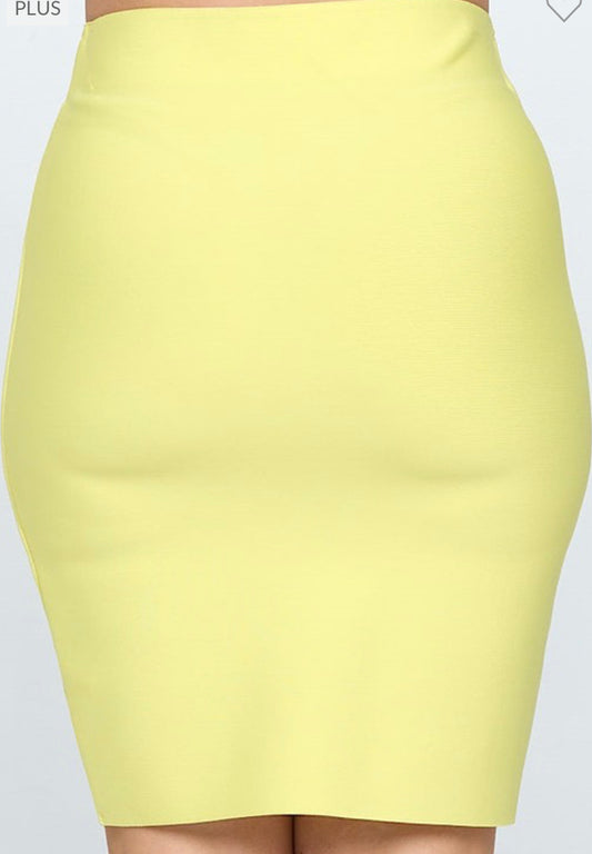 Curvy Yellow Pencil Skirt