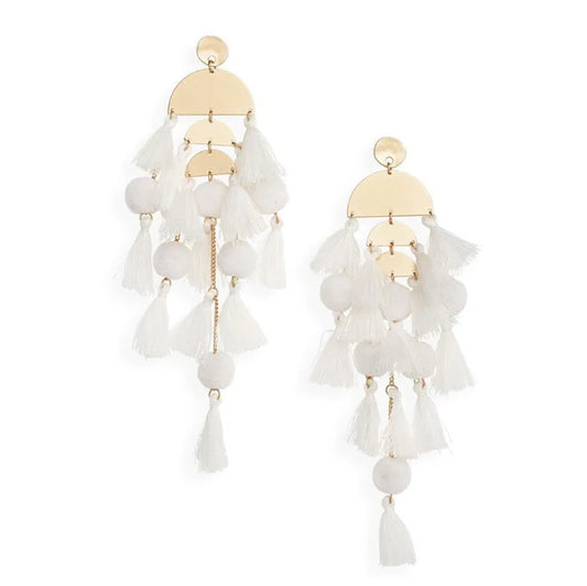 White Retro Earrings