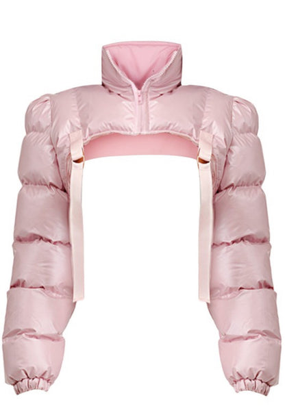 Pink Cropped Puffer
