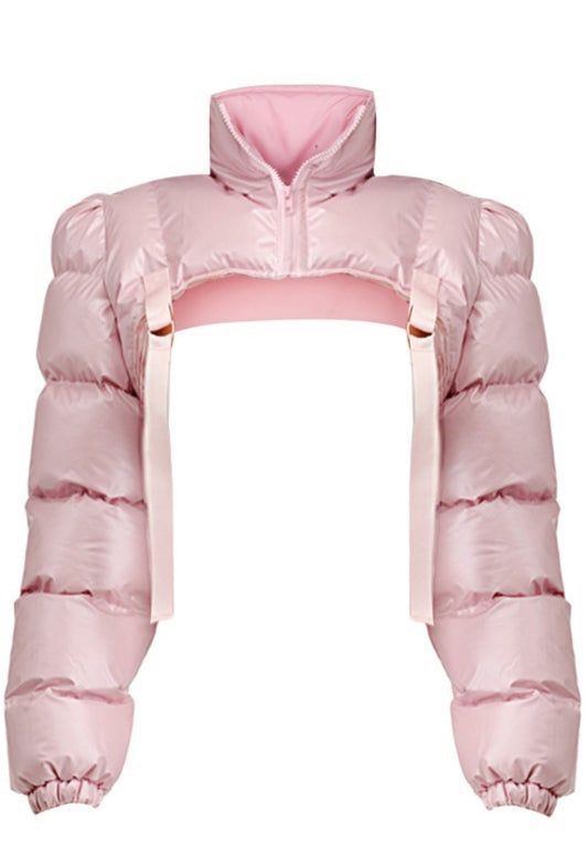 Pink Cropped Puffer