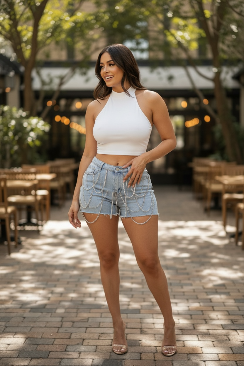 Chain Reaction Denim Shorts