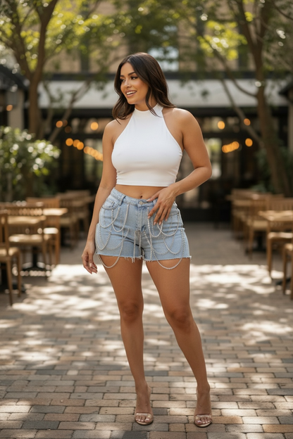 Chain Reaction Denim Shorts