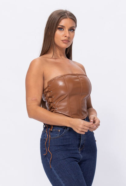 Leather Mocha Bustier