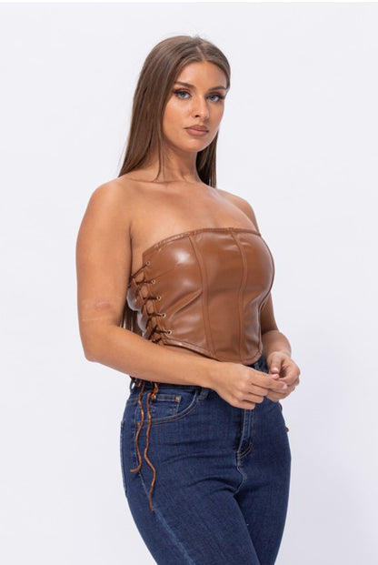 Leather Mocha Bustier