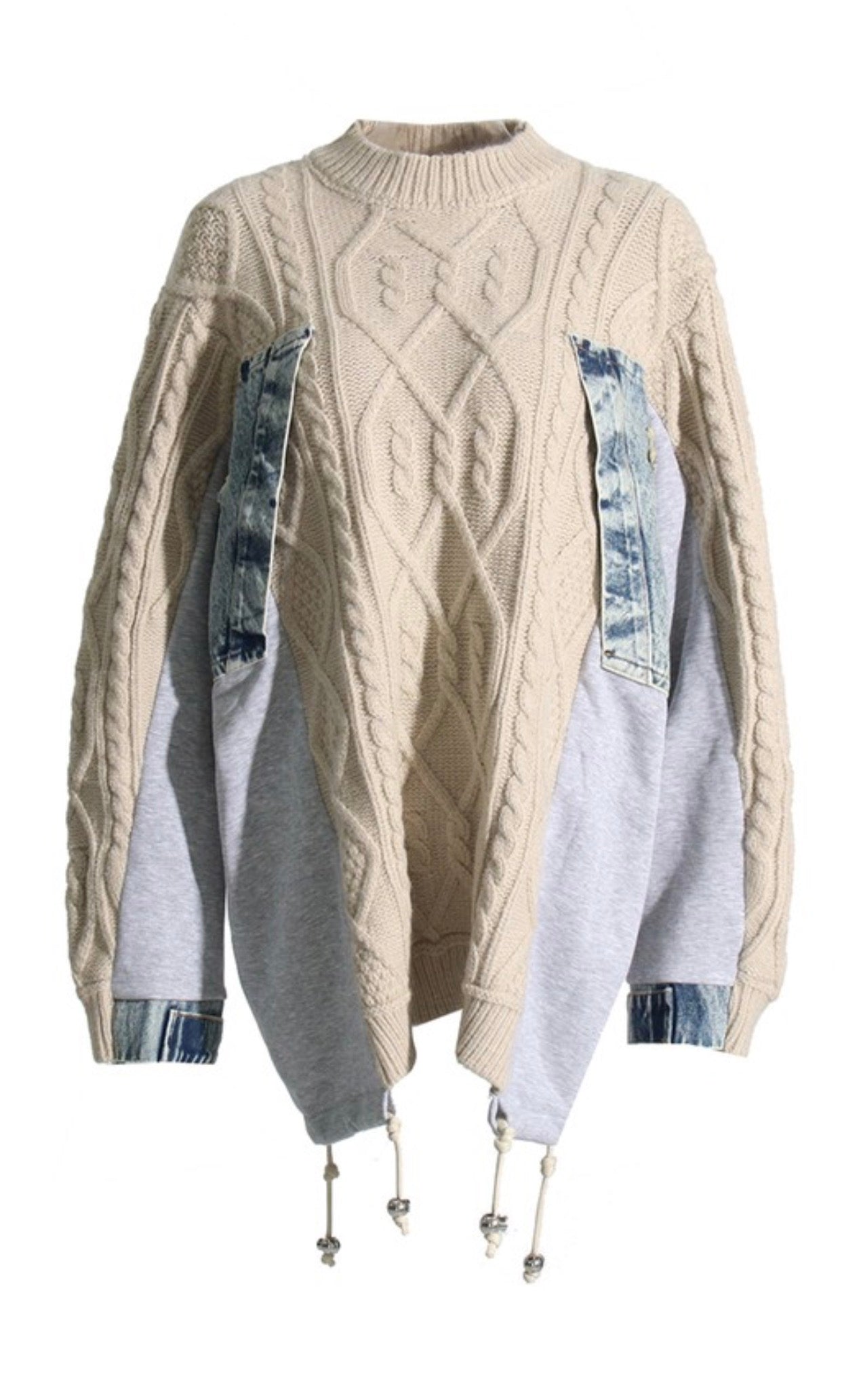 Cable Knit Patchwork Sweater