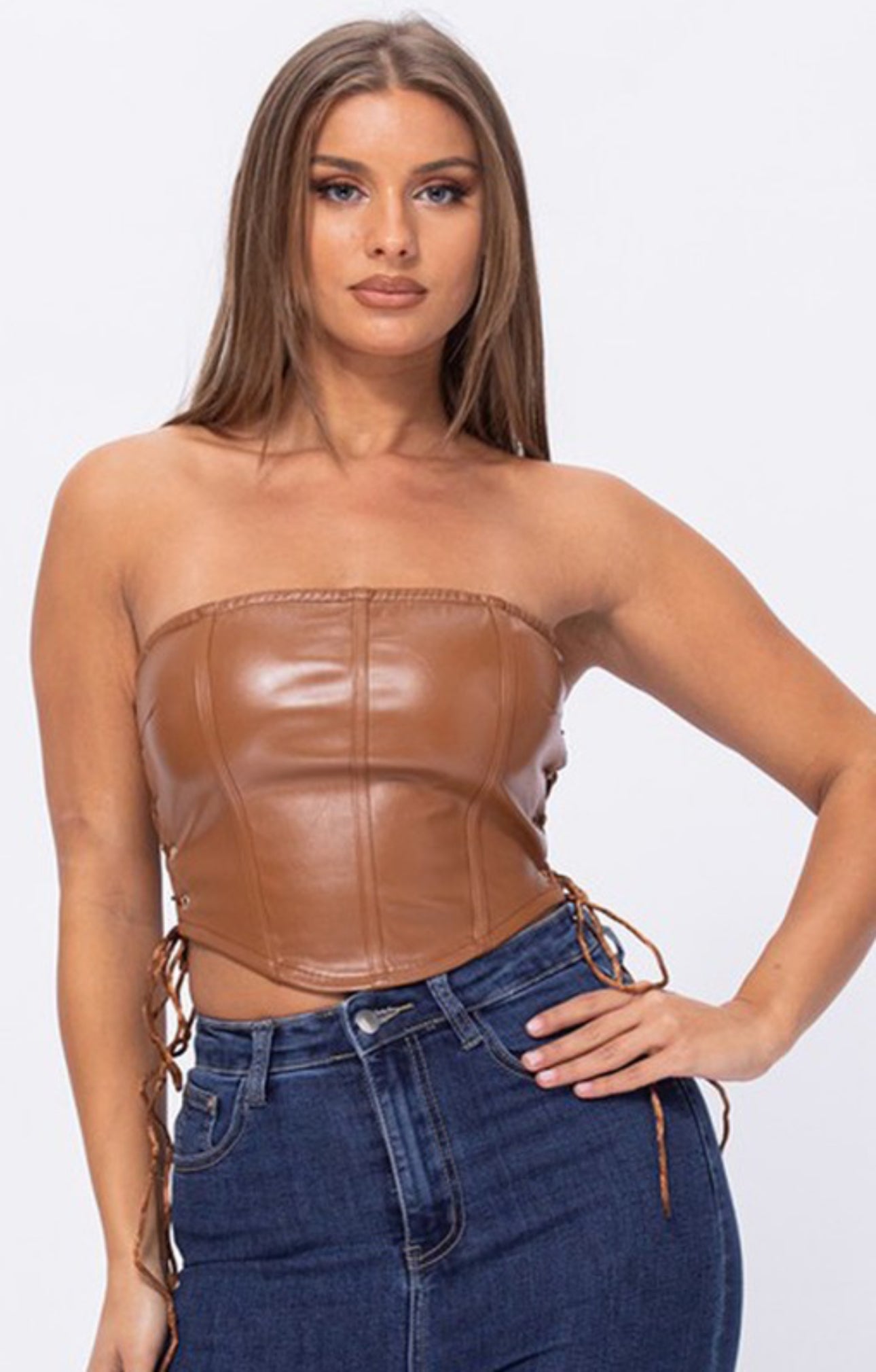 Leather Mocha Bustier