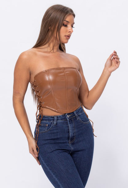 Leather Mocha Bustier