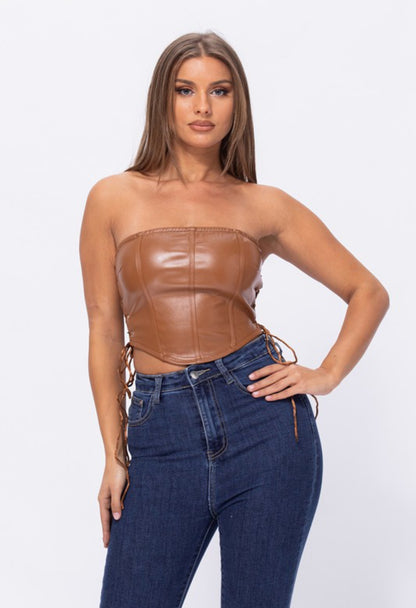 Leather Mocha Bustier