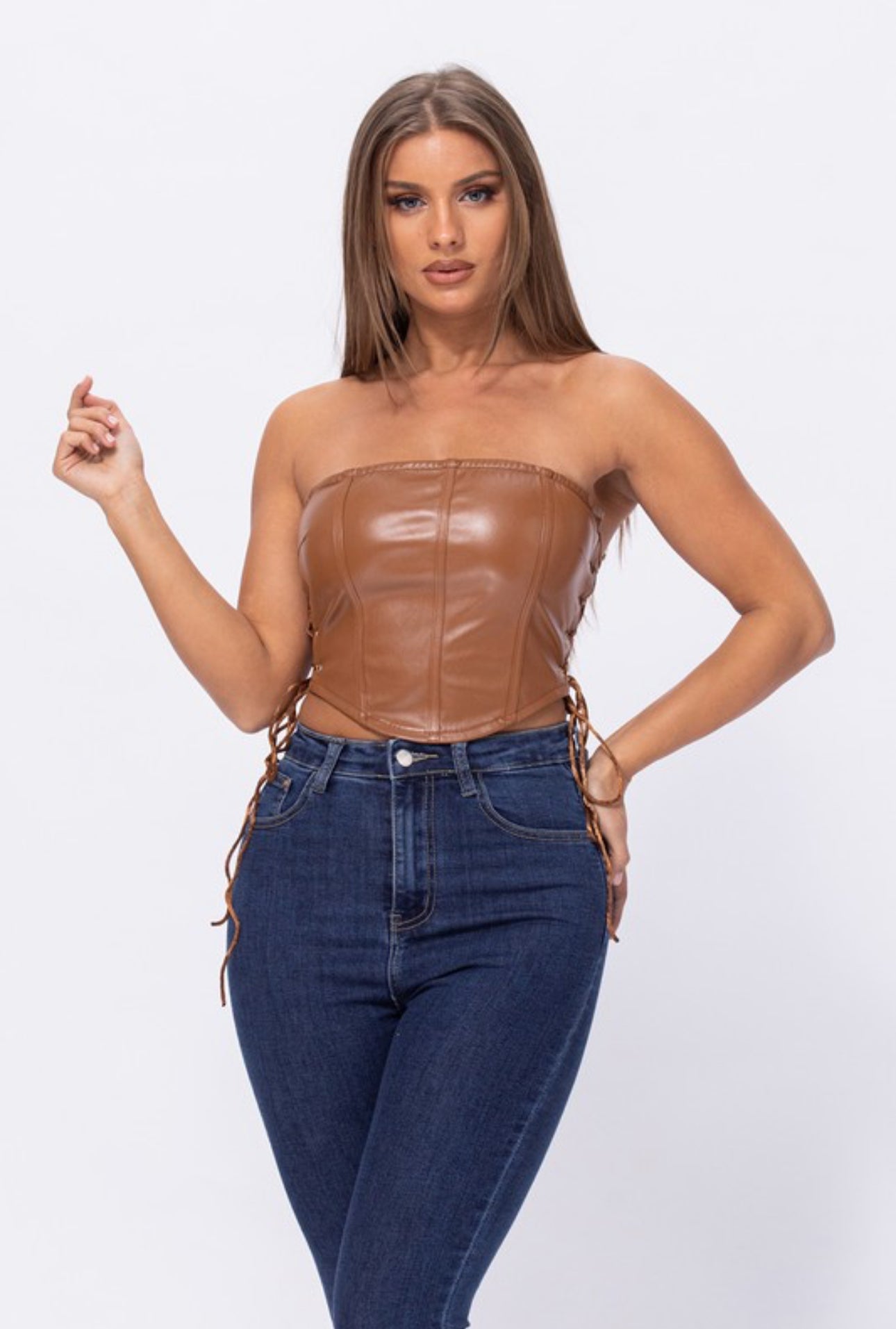 Leather Mocha Bustier