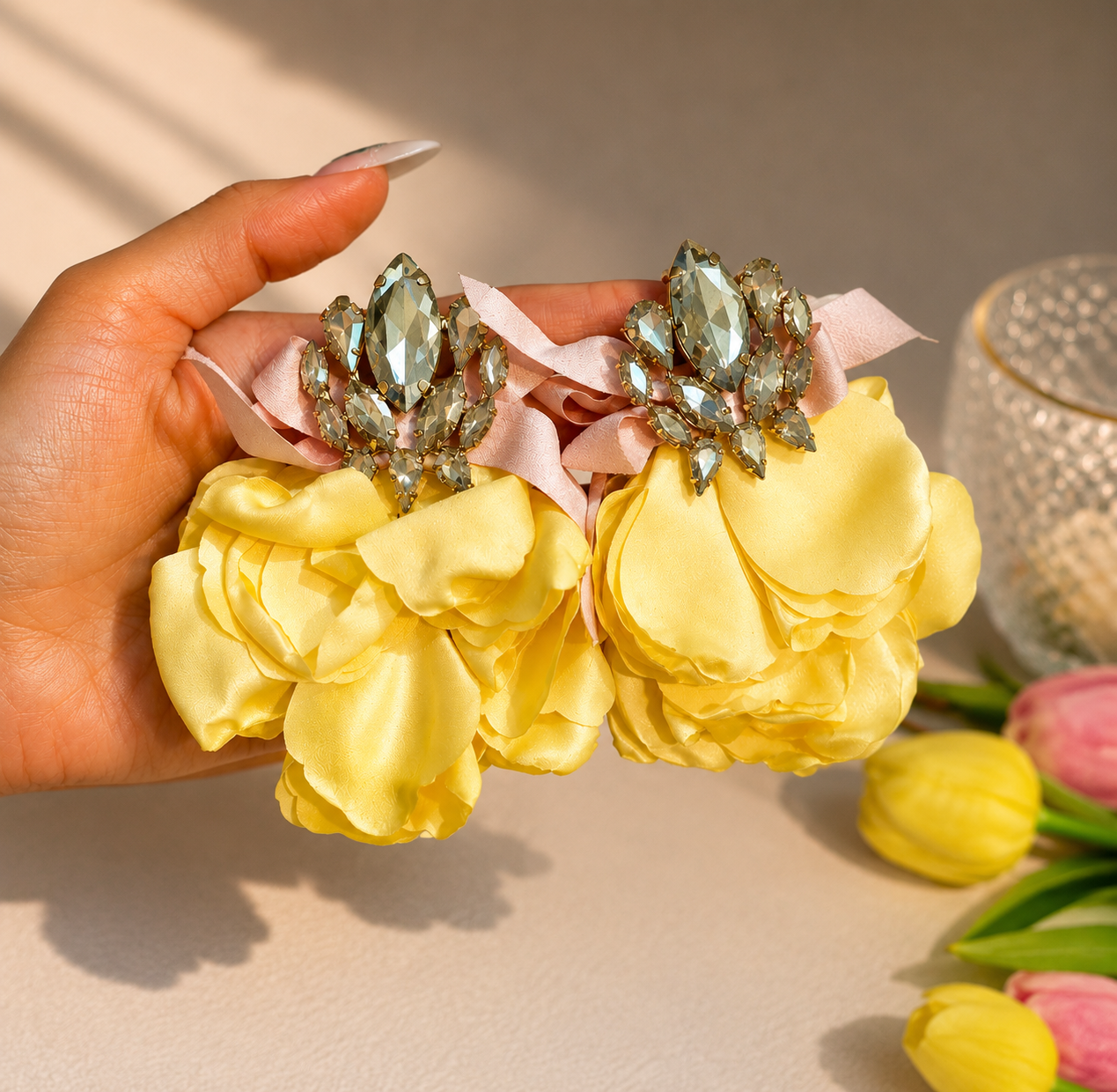 Yellow Bloom Statement Earrings