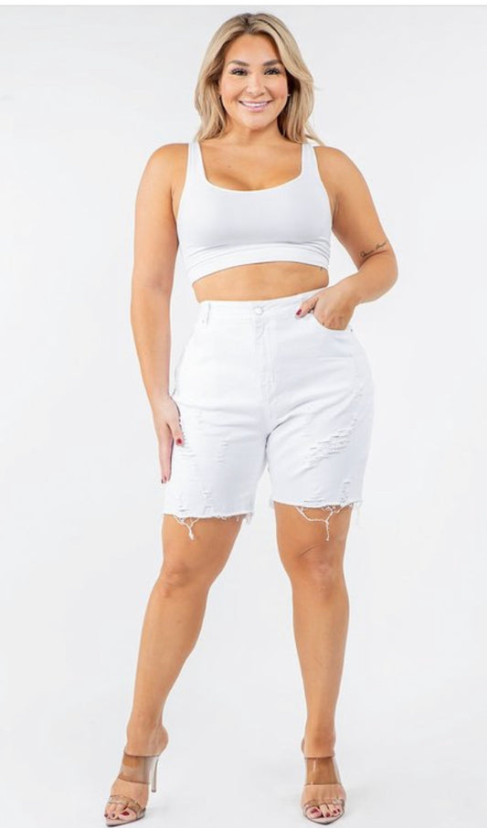 White Curvy Shorts