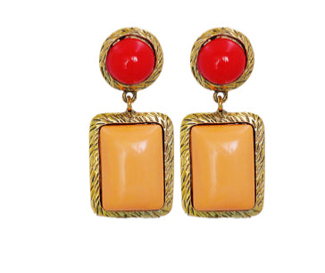 Square Retro Orange Earrings